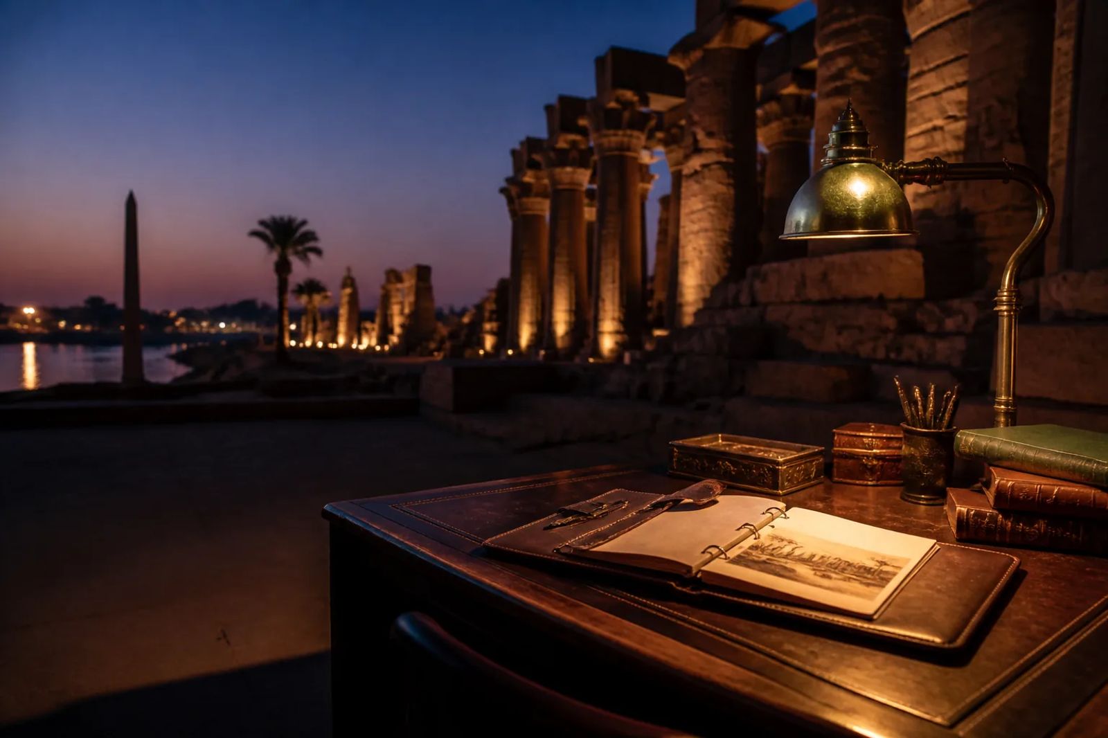 Travel agency partner group on a guided Egypt tour with Egyptologist