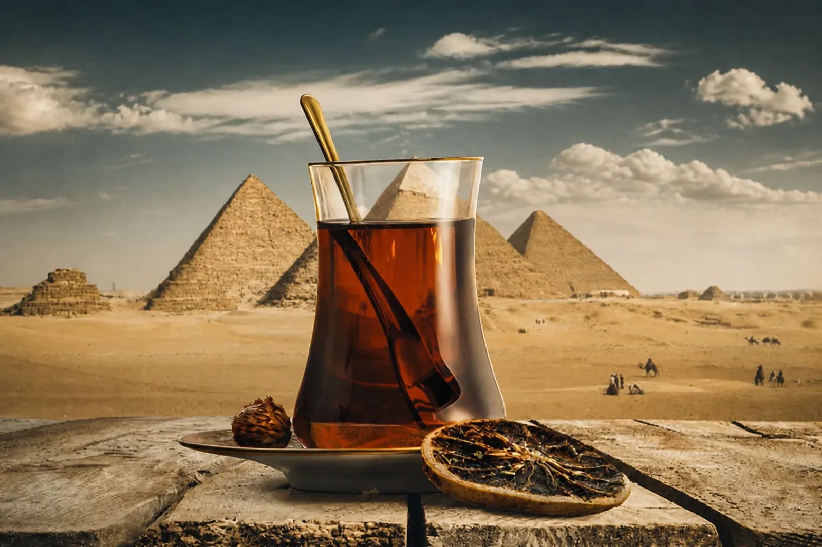 Family visiting Egyptian archaeological site with children