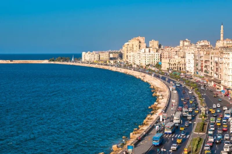 Alexandria corniche and Mediterranean coastline