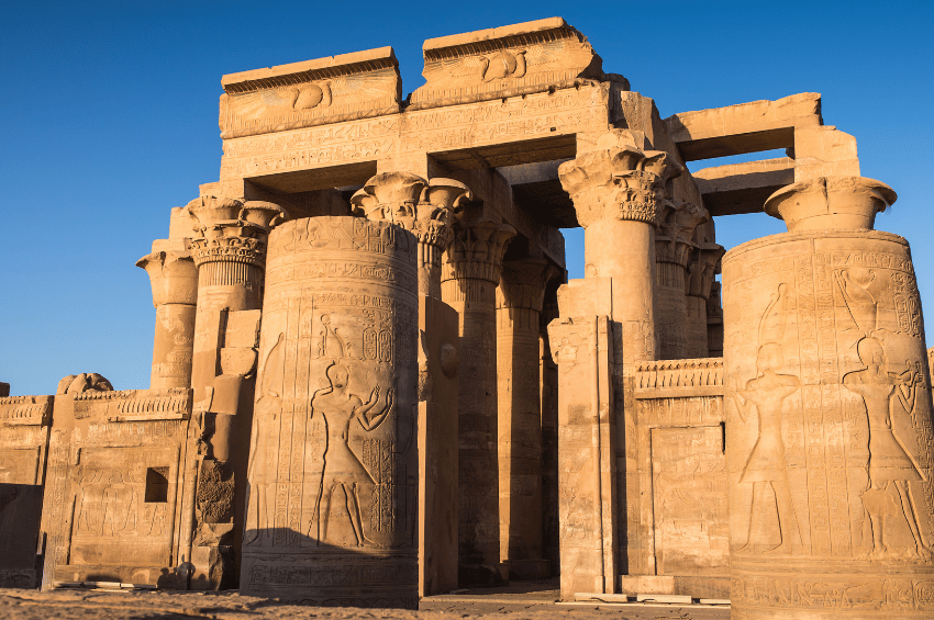 Captivating view of an ancient Egyptian temple, showcasing its intricate architecture and historical significance, with guidance from the DMC in Egypt.