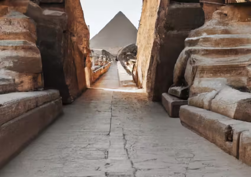 Pathway leading to the Great Pyramid of Giza.